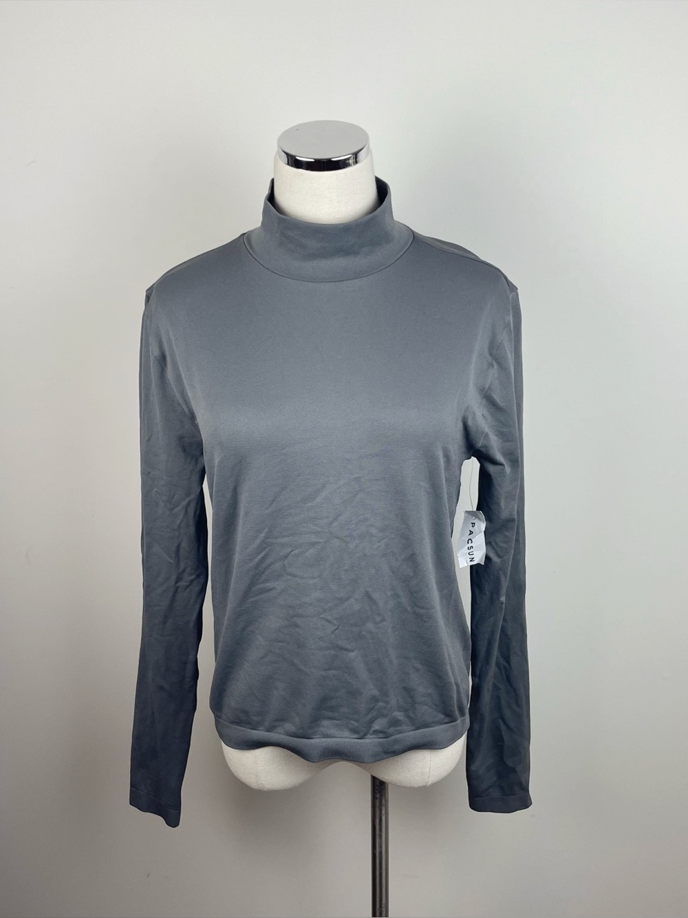 Contour By Pacsun Solid Gray Long Sleeve Mock Shirt Women XXL